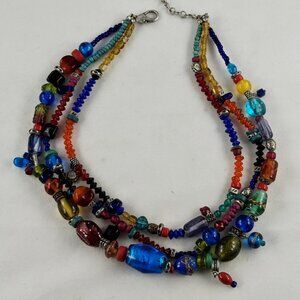 Chico's glass bead necklace, lots of color, excellent pre owned